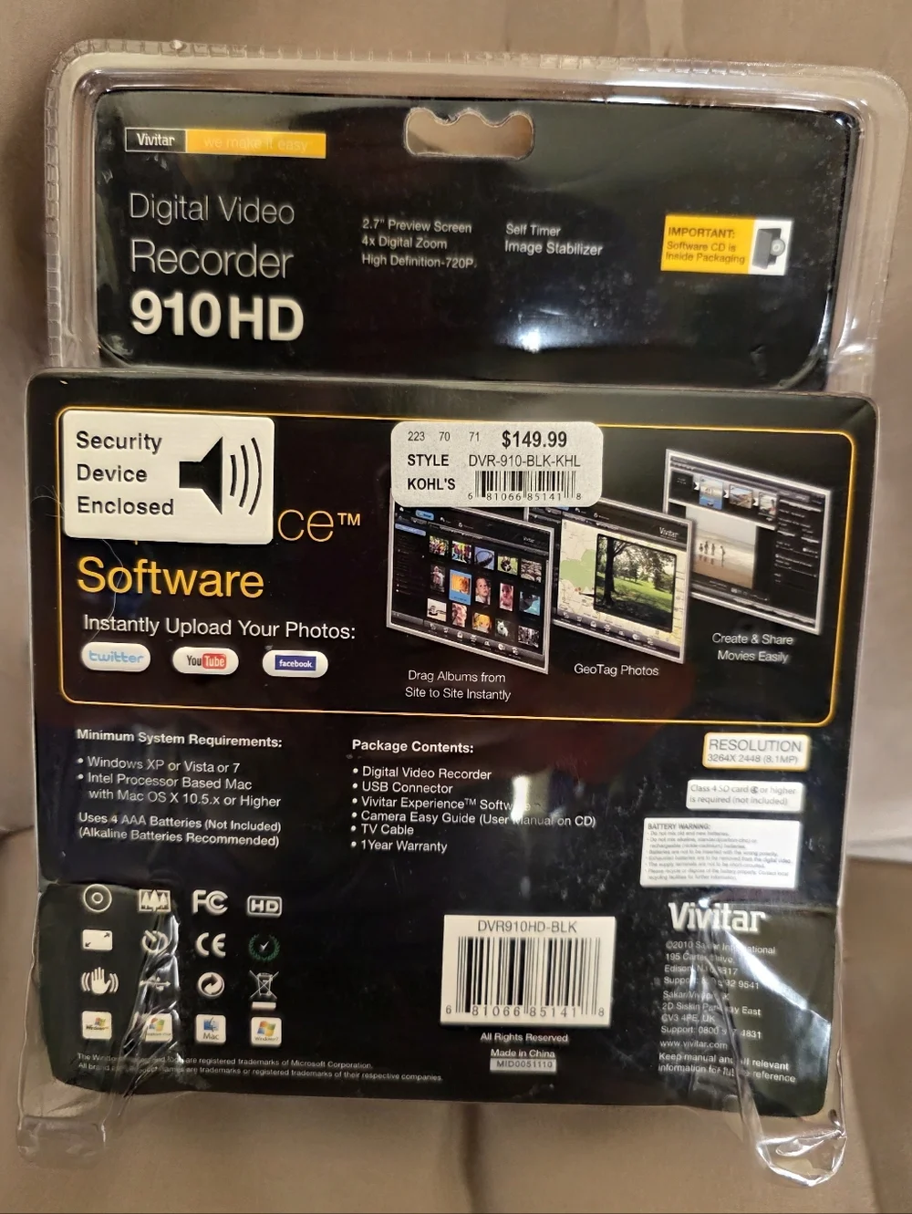BNIB Vivitar 910HD Digital Video Recorder - Black